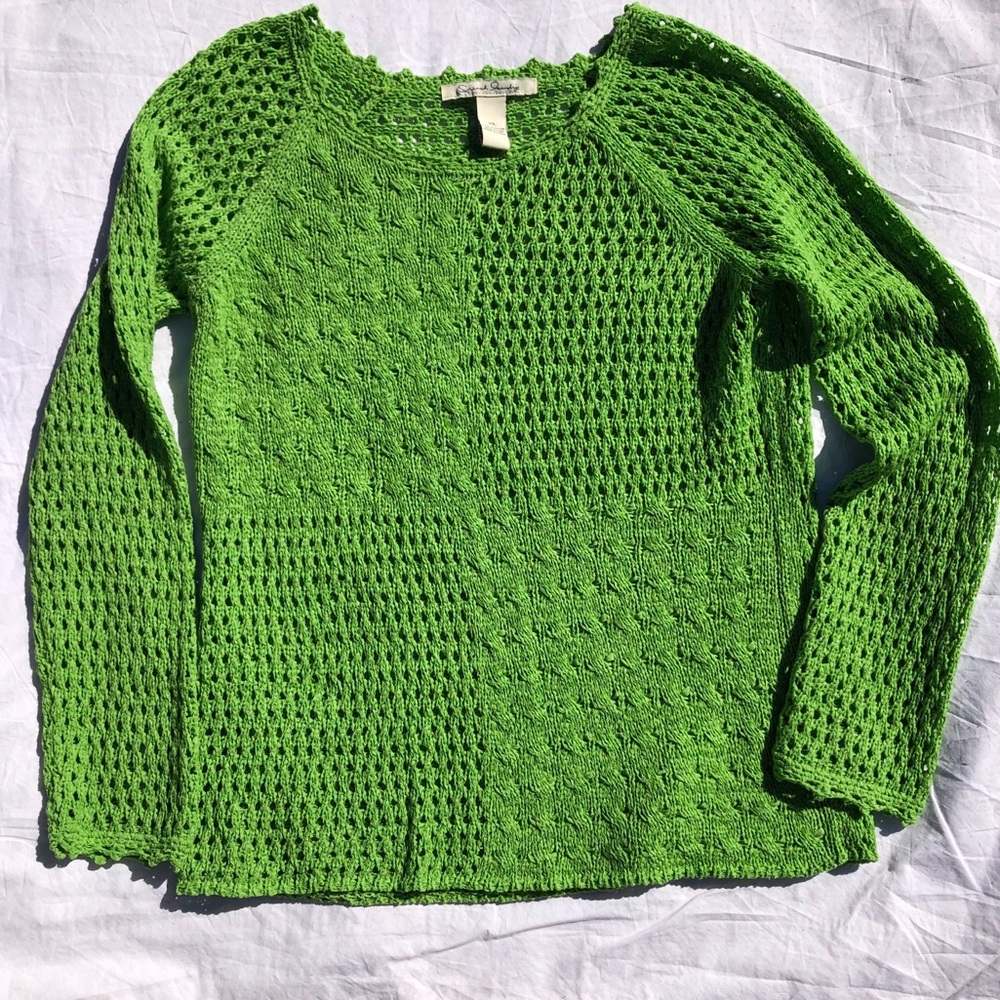 Lime green crocheted sweater - 641